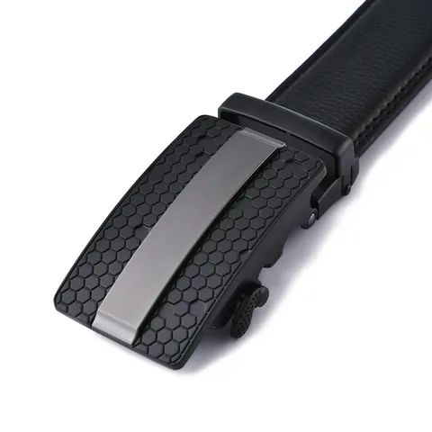 Men's Split Cowhide Leather Automatic Buckle Belt Business Casual Waist Strap With Alloy Buckle Black Brown Belts