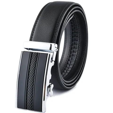 Ceinture pour Homme en Cuir de Vachette Refendu Business Décontracté Avec Boucle Automatique Réglable Mode Sangle de Taille