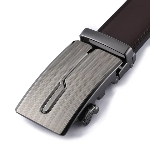 Men Fashion Genuine Leather Belt Automatic Alloy Buckle Business Casual Cowhide Waistband For Suit Pants Daily Accessories