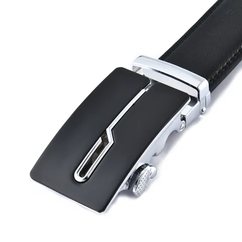 Cintura da Uomo in Pelle Scamosciata Business Casual Con Fibbia Automatica in Lega Cinturino Regolabile alla Moda