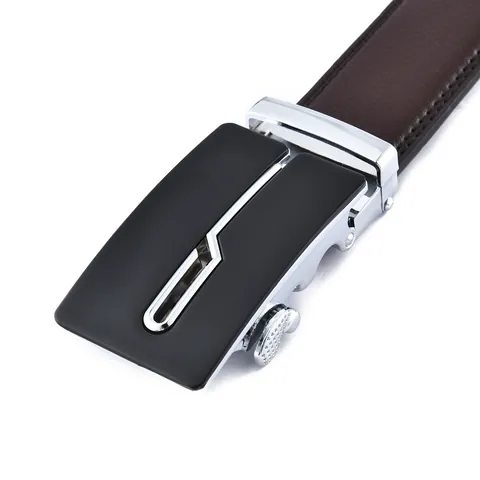 Cintura da Uomo in Pelle Scamosciata Business Casual Con Fibbia Automatica in Lega Cinturino Regolabile alla Moda