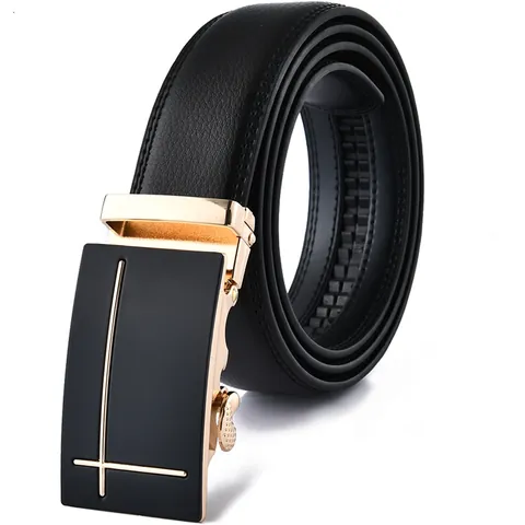 Men Automatic Buckle Belt Split Cowhide Leather Zinc Alloy Buckle Business Casual Fashion Waist Strap Adjustable Men Belt