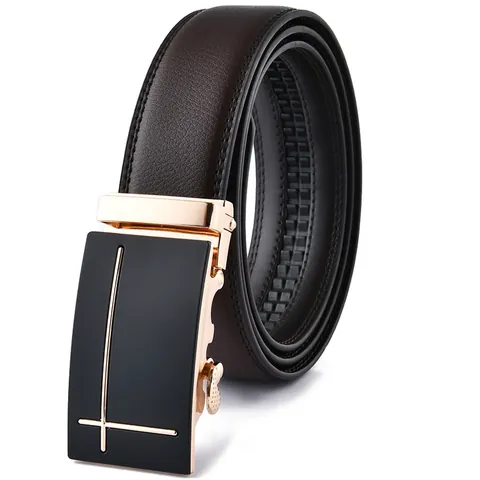 Men Automatic Buckle Belt Split Cowhide Leather Zinc Alloy Buckle Business Casual Fashion Waist Strap Adjustable Men Belt