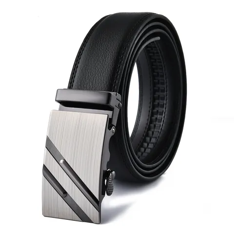 Cintura da Uomo con Fibbia Automatica in Vera Pelle di Crosta di Vacchetta Cinturino per Uomo Business Casual Ufficio Nero Marrone