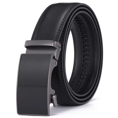 Cintura da Uomo in Pelle di Vacchetta Con Fibbia Automatica Moda Business Casual Cinturino Regolabile Cintura in Pelle Resistente per Uomo