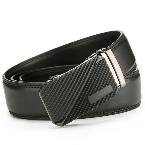 Cintura in Vera Pelle da Uomo Con Fibbia Automatica Business Casual Pelle di Vacchetta a Doppio Strato Cintura Moda Pendolare