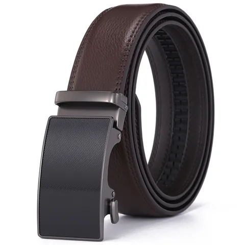 Cintura da Uomo in Pelle di Vacchetta Con Fibbia Automatica Moda Business Casual Cinturino Regolabile Cintura in Pelle Resistente per Uomo