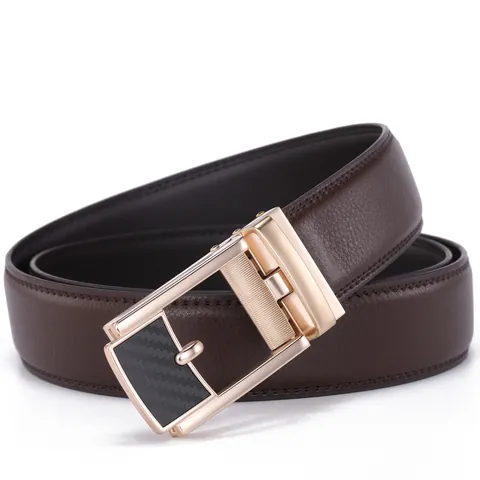 Herren Business Ledergürtel Mit Automatischer Legierungsschnalle Kohlefaser-Muster Kuhleder Taillengürtel Casual Formal Gürtel Für Männer