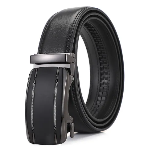 Ceinture en Cuir Véritable pour Hommes Avec Boucle Automatique en Alliage Affaires Décontractée Sangle en Cuir Refendu Accessoires de Mode