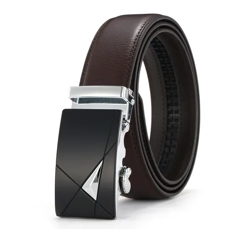 Men's Automatic Buckle Belt Split Cowhide Leather Business Casual Lychee Texture Adjustable Waistband For Men Fashion Belt