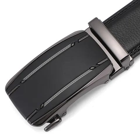 Ceinture en Cuir Véritable pour Hommes Avec Boucle Automatique en Alliage Affaires Décontractée Sangle en Cuir Refendu Accessoires de Mode