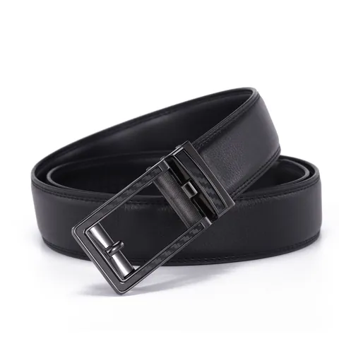 Cinturón de Hombre de Cuero de Vaca Dividido Genuino Con Hebilla Automática de Aleación de Zinc Cinturón de Moda Business Casual