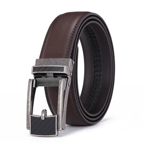 Men's Retro Second Layer Cowhide Leather Belt With Alloy Automatic Buckle Business Casual Fashion Waist Belt For Men