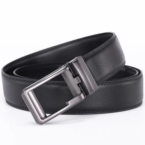 Men's Split Cowhide Leather Belt With Zinc Alloy Automatic Buckle Business Casual Lychee Grain Lychee Pattern Waistband For Men
