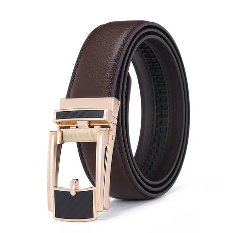 Men's Retro Second Layer Cowhide Leather Belt With Alloy Automatic Buckle Business Casual Fashion Waist Belt For Men