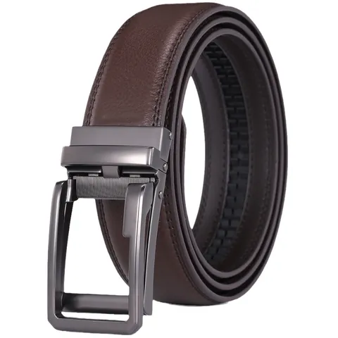 Men's Split Cowhide Leather Belt With Zinc Alloy Automatic Buckle Business Casual Lychee Grain Lychee Pattern Waistband For Men