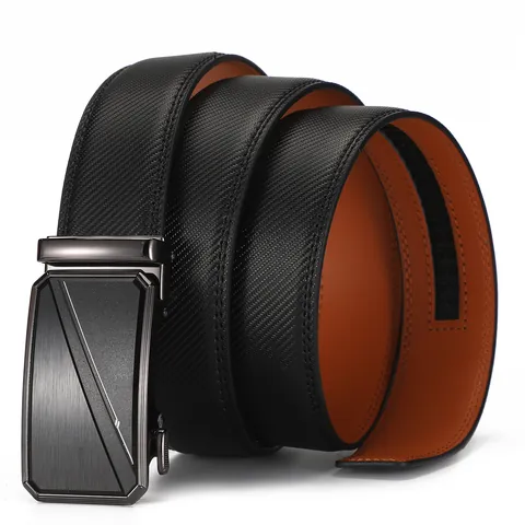 Men's Business Genuine Leather Automatic Buckle Belt Casual High Quality Split Cowhide Waistband For Men Black Blue Office Daily Dress Belt