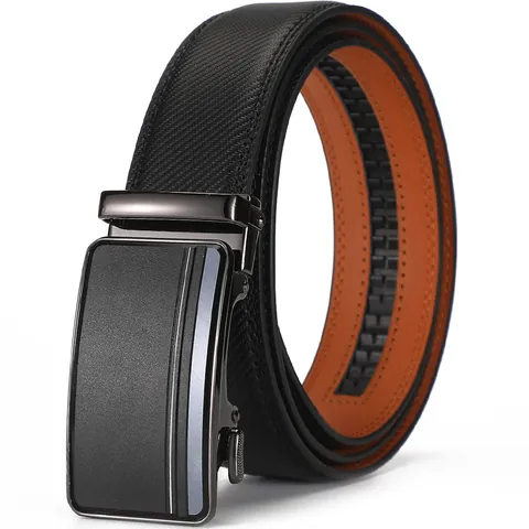 Heren Zakelijk Casual Splitlederen Riem Met Zinklegering Automatische Gesp Ratel Tailleband Voor Heren