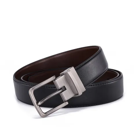 Men's Reversible Leather Belt Rotating Zinc Alloy Pin Buckle Business Casual Double Sided Black Brown Split Cowhide Belt
