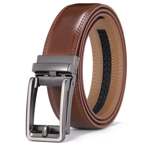 Men's Business Casual Leather Belt Automatic Alloy Buckle Split Cowhide Waistband High Quality Simple Fashion Pant Belt