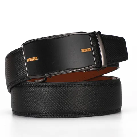 Cintura da Uomo in Pelle Business Casual Con Fibbia Automatica in Lega Pelle di Vacchetta di Alta Qualità Regolabile Per Uomo