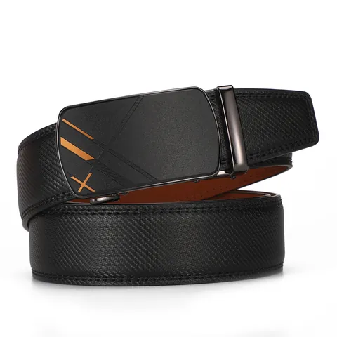 Herren Business Mode Ledergürtel Mit Automatischer Legierungsschnalle Schwarz Geometrisches Prägemuster Casual Dress Pants Waist Strap