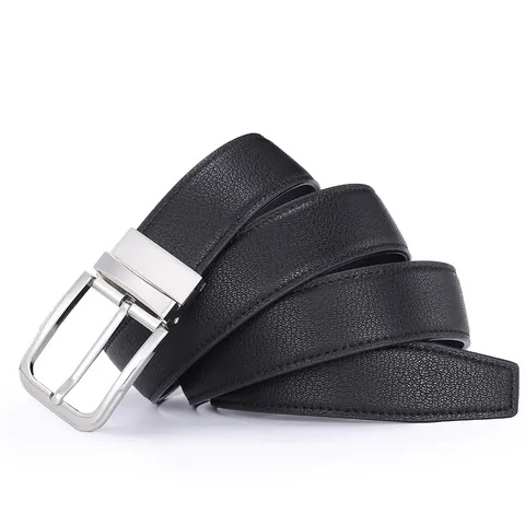 Men's Rotatable Pin Buckle Genuine Leather Belt Reversible Business Casual Cowhide Waistband For Jeans Trousers