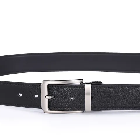Men's Split Leather Belt With Rotatable Zinc Alloy Pin Buckle Casual Business Lychee Texture Waist Belt For Jeans Pants