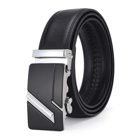 Men Genuine Leather Belt Automatic Alloy Buckle Business Casual Split Cowhide Waist Strap For Trousers Adjustable Jeans