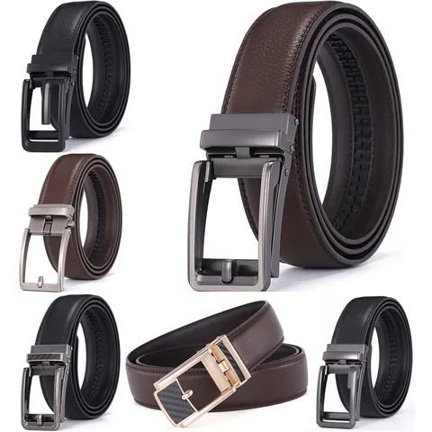 High Quality Men's Business Leather Belt With Automatic Alloy Buckle Elegant Fashion Waistband For Men Adjustable Trousers Belt