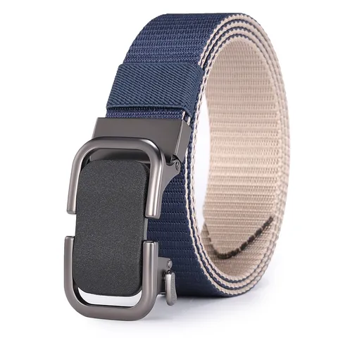 Men Casual Canvas Belt With Automatic Alloy Buckle Versatile Nylon Woven Waistband For Business Office Daily Wear Accessories