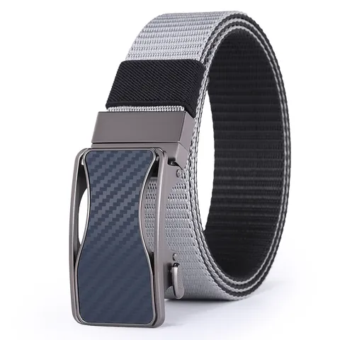 Men's Casual Nylon Woven Belt With Rotatable Alloy Automatic Buckle Carbon Fiber Texture Two Color Tactical Waist Belt