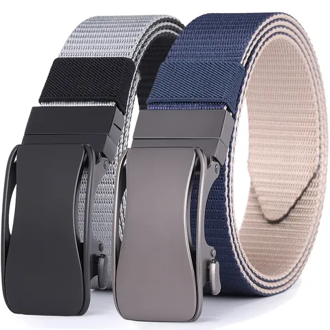 Men Fashion Casual Tactical Belt With Rotatable Alloy Automatic Buckle Double Sided Canvas Woven Trousers Waistband For Men