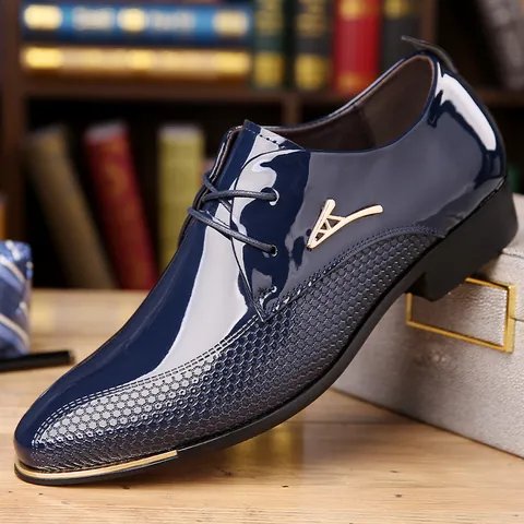 Men's British Style Business Dress Shoes Microfiber Leather Lace-Up Oxford Shoes With Metal Decor For Wedding Banquet Office