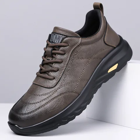Men's Casual Shoes Thick Sole Breathable Outdoor Sports Sneakers Fashionable Lace Up Low Top Walking Shoes For Men