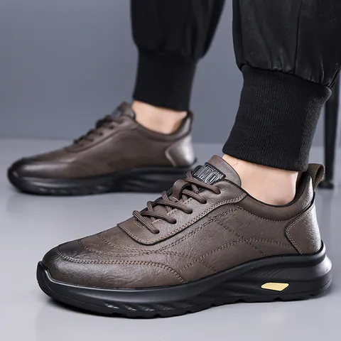 Men's Casual Shoes Thick Sole Breathable Outdoor Sports Sneakers Fashionable Lace Up Low Top Walking Shoes For Men