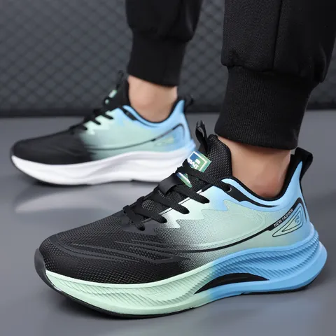 Men's Fashion Sneakers Breathable Mesh Casual Shoes Lightweight EVA Thick Sole Running Walking Sporty Color Block Low Top Footwear