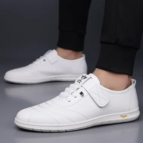 Men Casual Loafers Synthetic Leather Lightweight Walking Shoes Non-Slip Rubber Sole Driving Shoes For Men Hook And Loop Casual Footwear