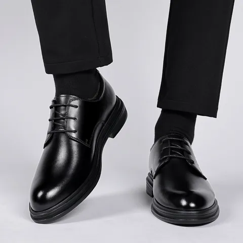 Herren Business Formelle Lederschuhe Echtes Rindsleder Dress Shoes Höhenvergrößernde Oxford Derby Hochzeit Bräutigam Winter Warm Fleece Gefütterte Schuhe