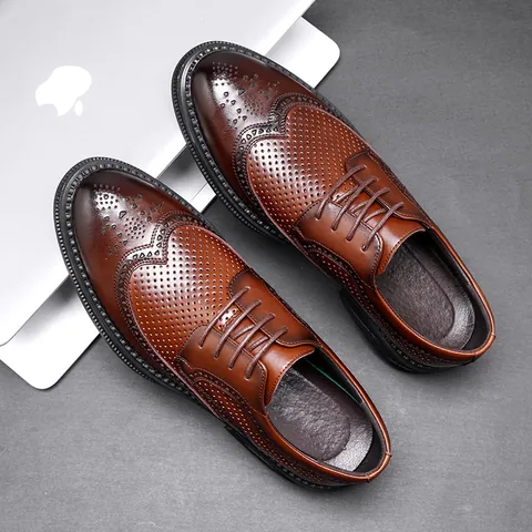 Scarpe Oxford da Uomo Eleganti Brogue Wingtip Intagliate Traspiranti Traforate Calzature da Sposa per Uomo Ufficio Banchetto Formale