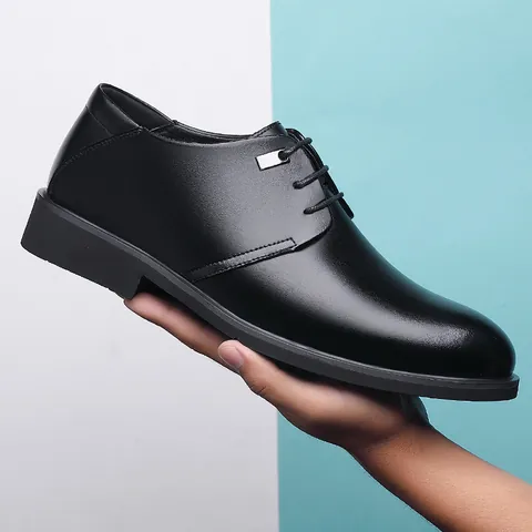 Men Business Leather Shoes Formal Derby Shoes British Style Non Slip Rubber Sole Wedding Office Dress Shoes For Men