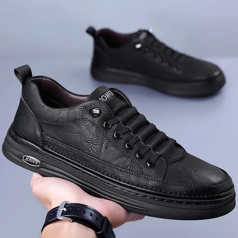 Men's Microfiber Leather Casual Shoes Vintage Breathable Soft Sole Slip-On Sneakers Comfortable Wear-Resistant Fashion Board Shoes