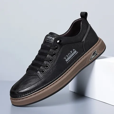 Herren Casual Mikrofaser Leder Skateschuhe Atmungsaktiv Runde Zehe Sneaker Low Top Mode Street Footwear Für Tägliche Gehen Herren