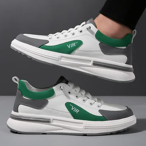 Heren Casual Dikke Zool Skateschoenen Splitleer Low Top Mode Sneakers Color Block Veterschoenen Trendy Wandelschoenen Voor Mannen