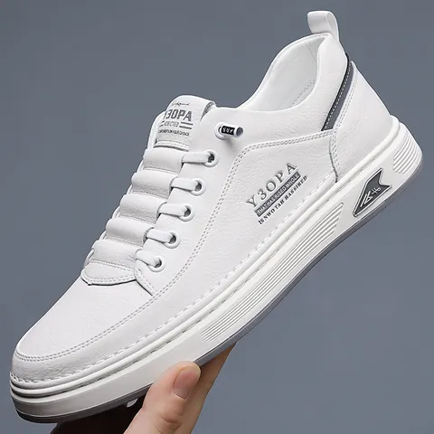 Men's Microfiber Leather Board Shoes Trendy Casual Sneakers Non-slip Soft Sole Slip-on Fashion Walking Shoes For Spring Autumn