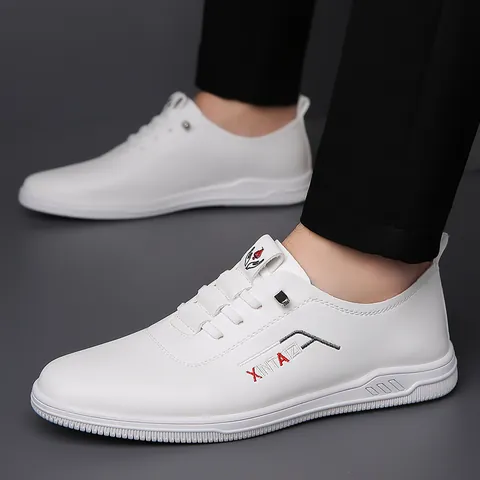 Men's Split Cowhide Leather Loafers Casual Slip-on White Shoes Fashion Driving Shoes Non-slip Soft Sole Moccasins For Daily Wear