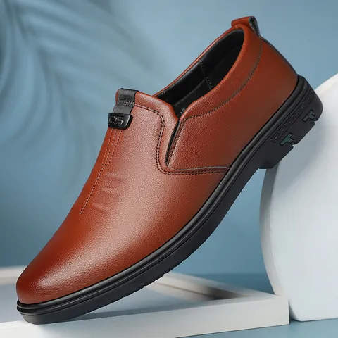 Men Business Casual Genuine Leather Shoes Split Cowhide Slip On Soft Sole Non Slip Loafers Driving Shoes For Men Fashion