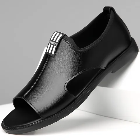 Sandalias de Cuero de Vaca para Hombre Verano Casual Calado Zapatos de Playa Transpirables Antideslizantes Suela Blanda