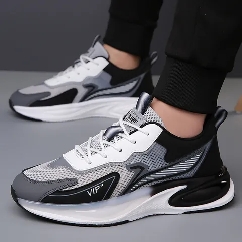 Men's Chunky Sneakers Breathable Mesh Non-Slip Sports Shoes Cushioning Running Casual Walking Shoes Color Blocking Design