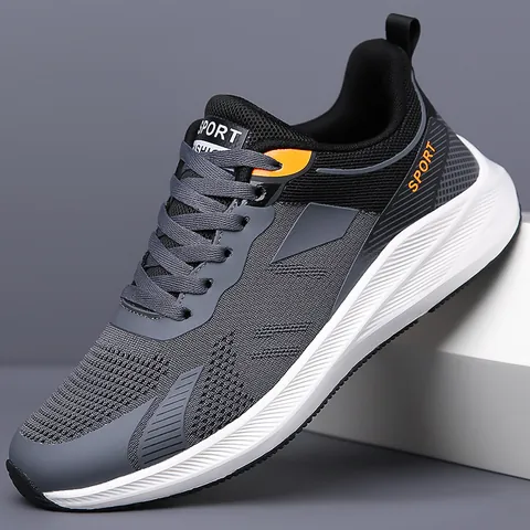 Men's Breathable Mesh Running Shoes Lightweight Non-slip Athletic Casual Sneakers Flyknit Sport Fashion Walking Shoes For Summer